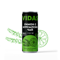 Студен чай VIDAS Мурсалски чай с лимон, 250 мл, кен