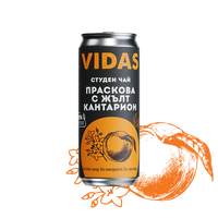 *Студен чай VIDAS Праскова с жълт кантарион, 250 мл. кен