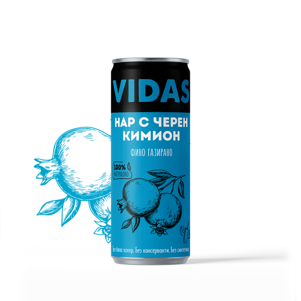 Фино газиран VIDAS Нар с черен кимион, 250 мл, кен