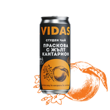 *Студен чай VIDAS Праскова с жълт кантарион, 250 мл. кен