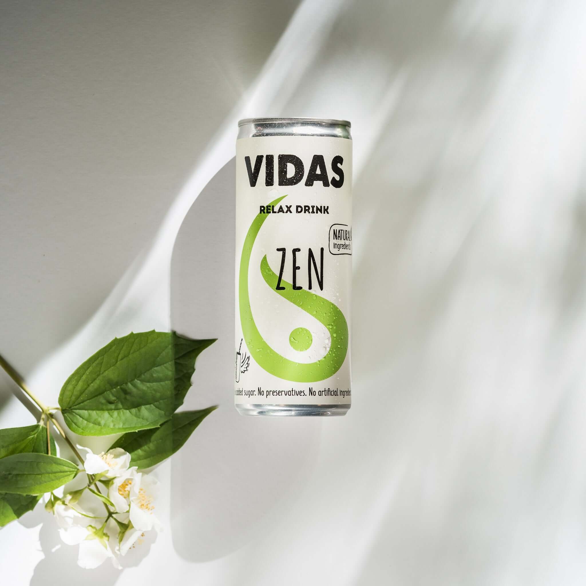 VIDAS релаксираща напитка без добавена захар и консерванти; аромат на жасмин и лотус; л-таинин